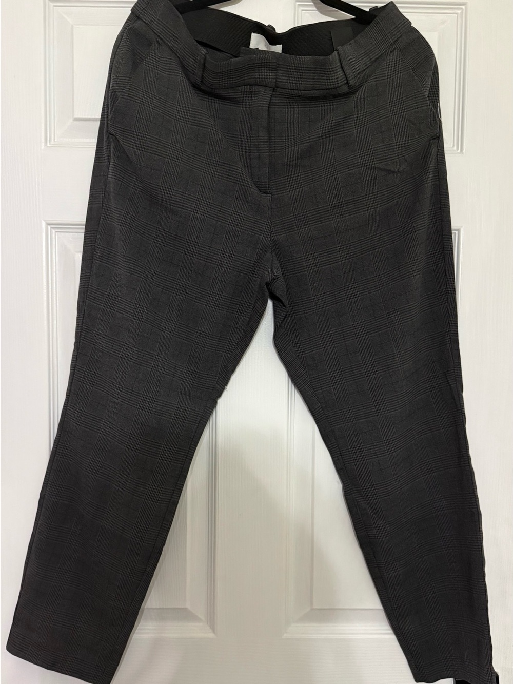 Gray Plaid Women's Dress Pants - Stretch Tailored Tapered Fit